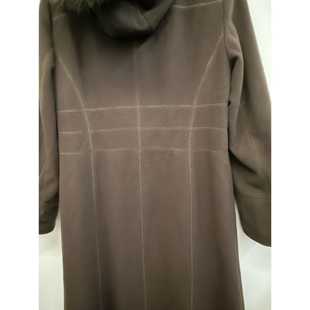 Vtg Worthington Long Wool Blended Coat Fox Fur Trim Hood Trench Luxury Soft - Picture 3 of 10